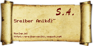 Sreiber Anikó névjegykártya